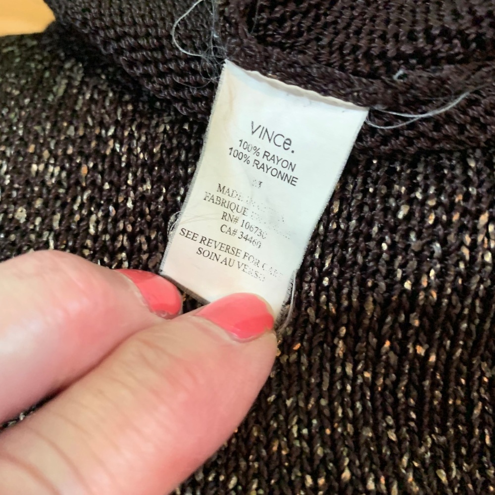 Vince Mesh Black/Metallic Gold Sweater Size M - Picture 5 of 6